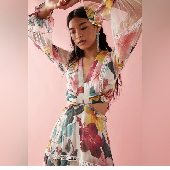 PAT BOHibiscus Lace Trim Cut Out Maxi Dress - Picture 4 of 9